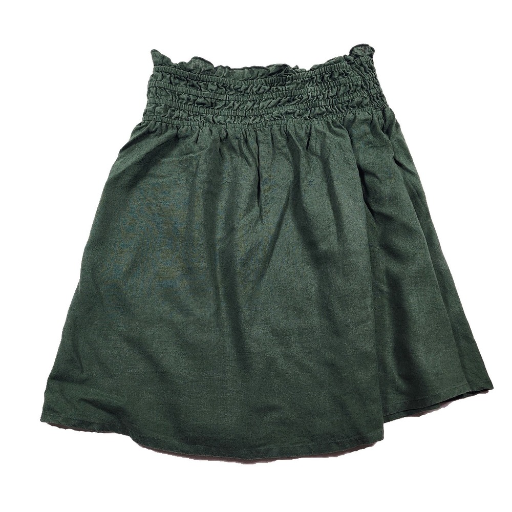 Anthropologie Skirt Womens XS Midi Smocked Waist A-Line Ruched Boho Casual